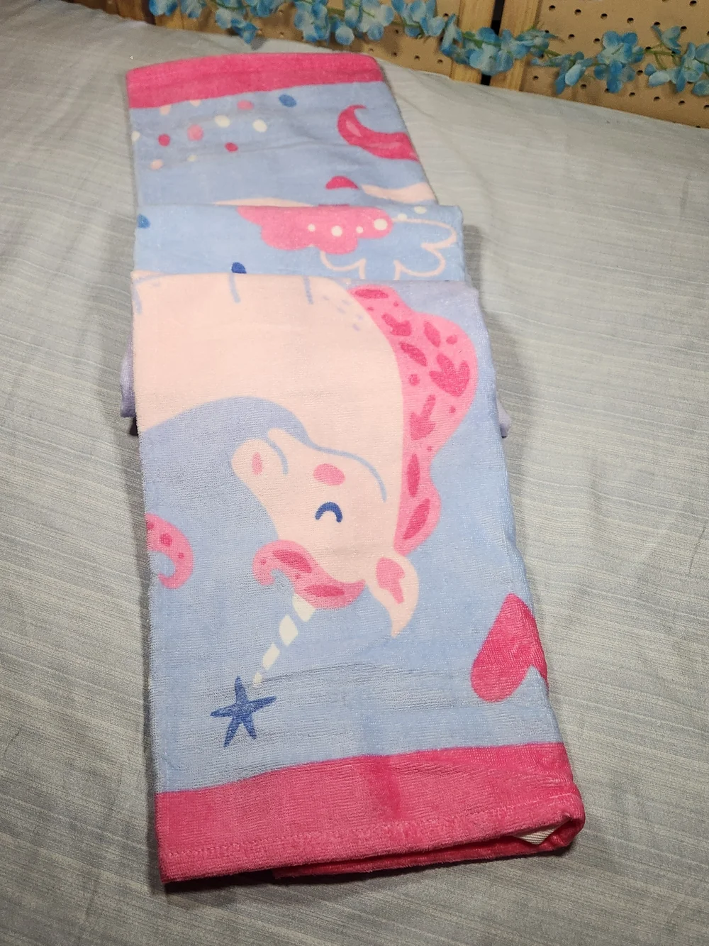 Mainstays Unicorn Beach Towel - Pink & Light Blue New Without Tags, Girls #2